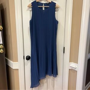 Timeless Naeem Khan Pleated Blue Asymmetrical Hem Dress Sleeveless Women’s 1X